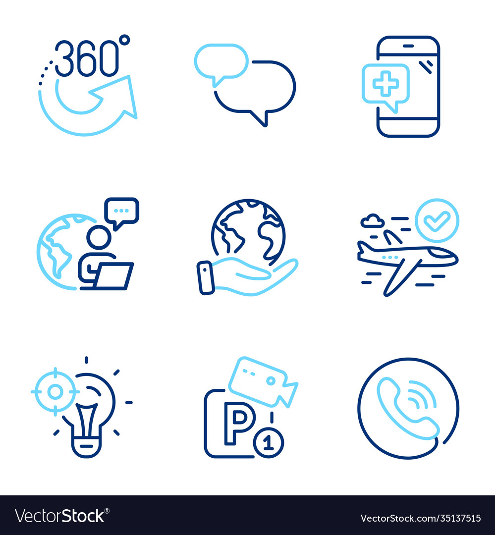 Technology icons set included icon as save planet