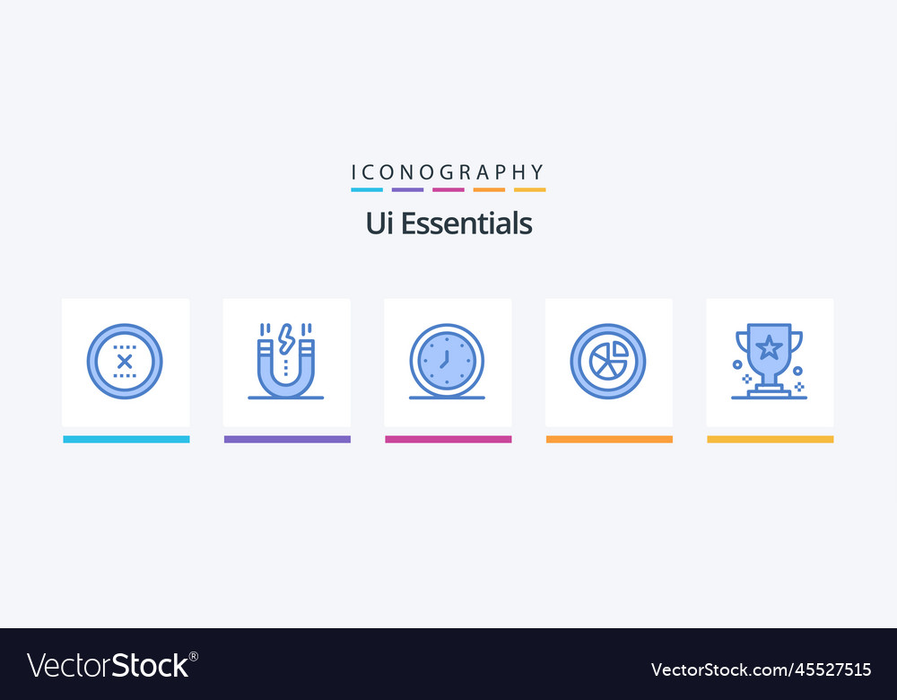 Ui essentials blue 5 icon pack including diagram Vector Image