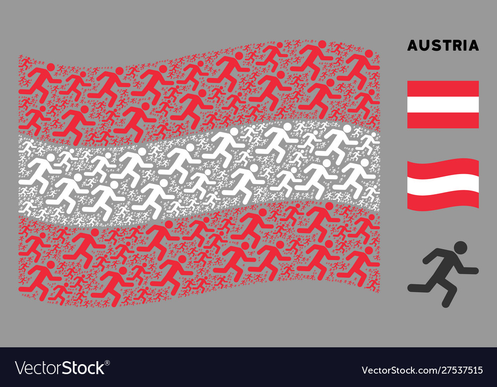 Waving austrian flag pattern running man icons vector image Waving austrian flag pattern running man icons
