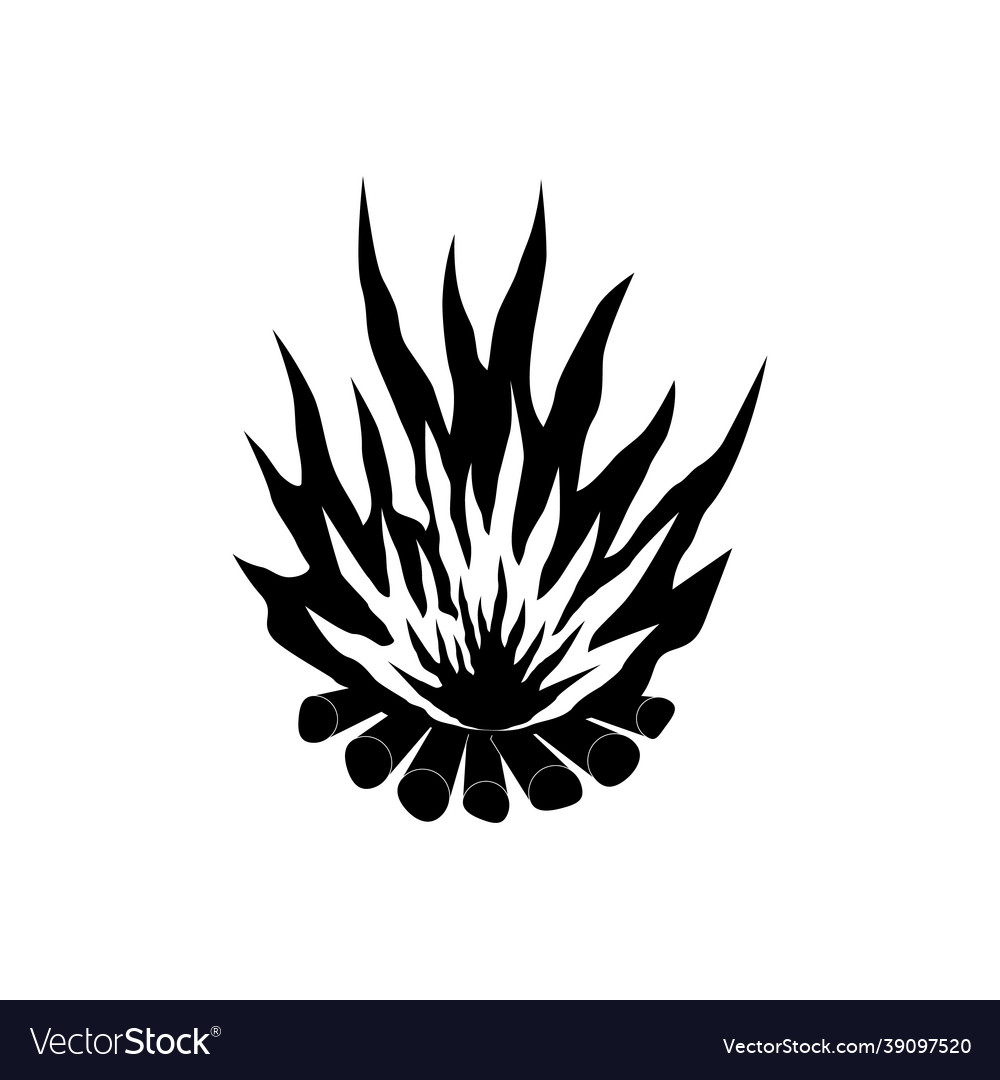 A bonfire with flame and firewood on white Vector Image