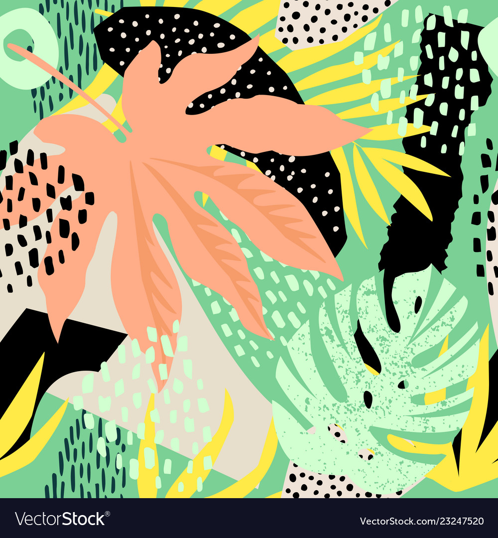 Abstract seamless pattern with tropical leaves vector image Abstract seamless pattern with tropical leaves