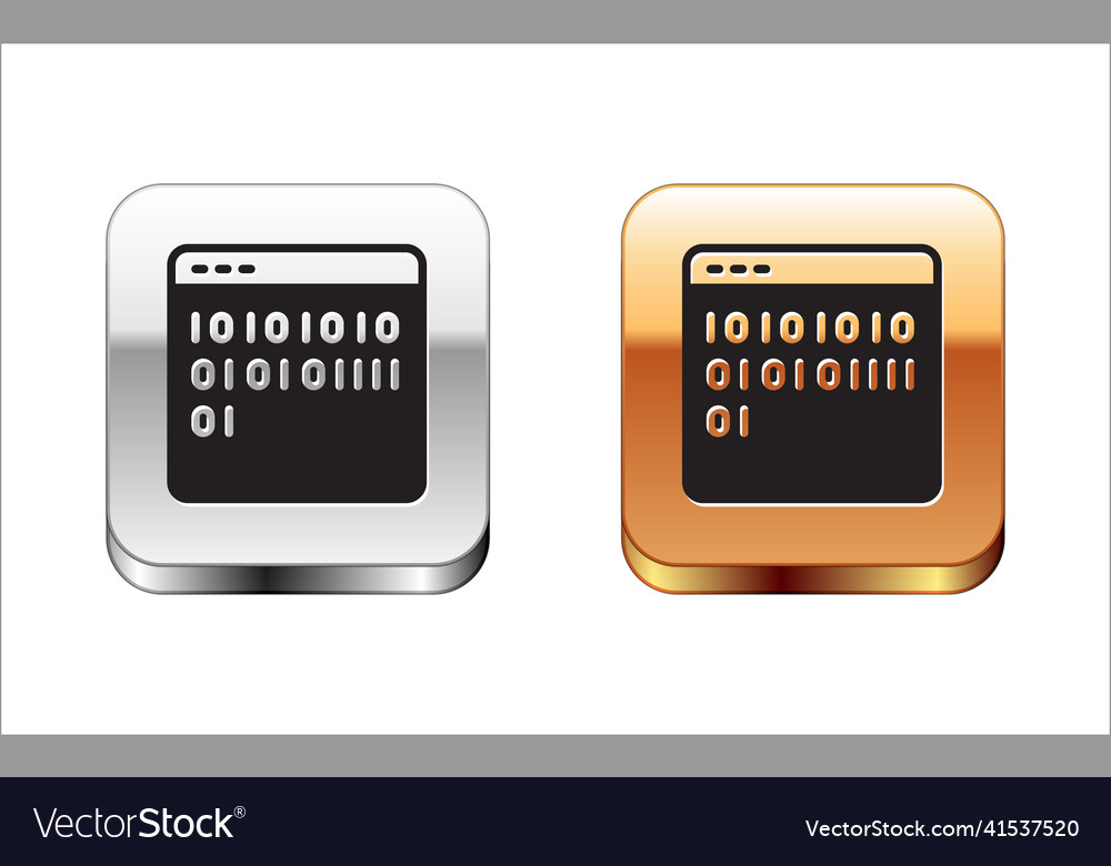 Black binary code icon isolated on white vector image Black binary code icon isolated on white