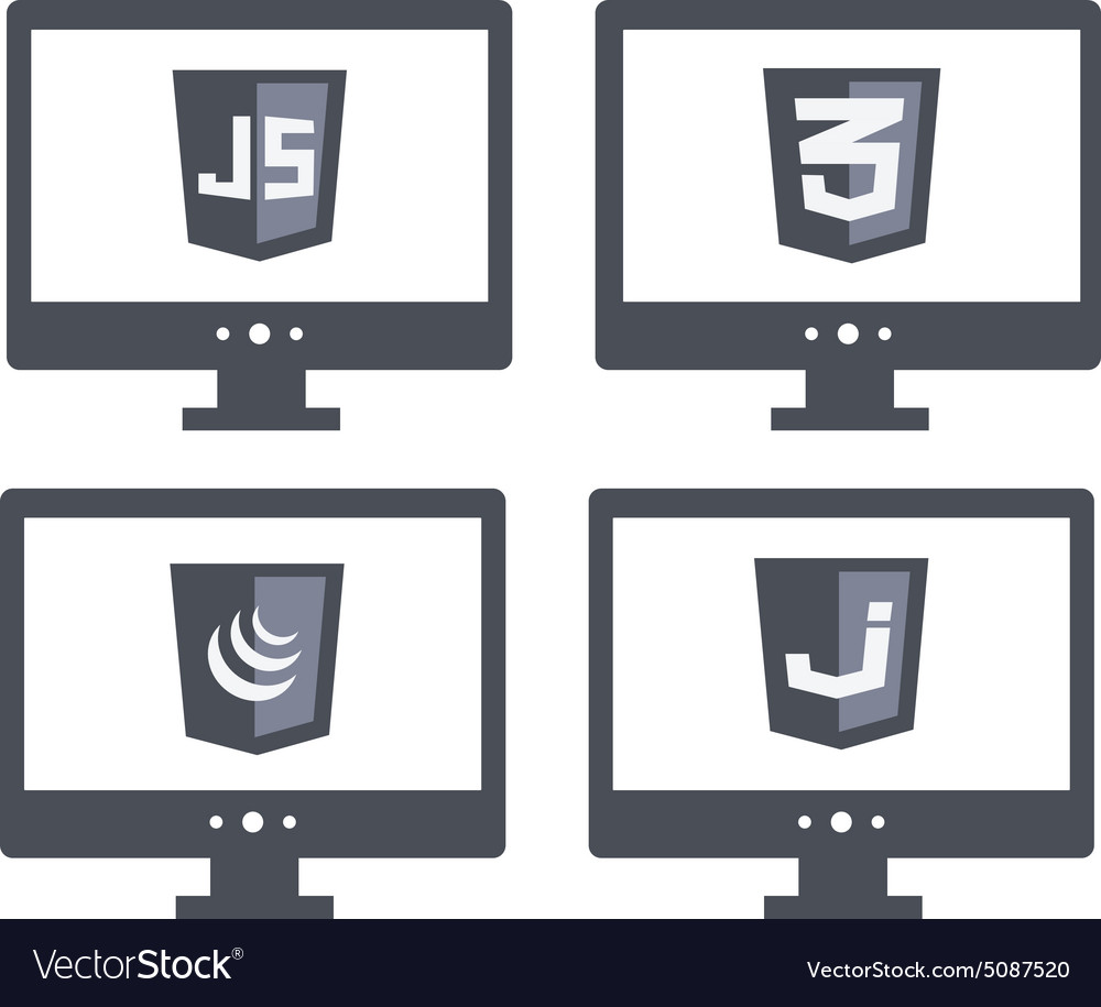 Collection of web development shield signs