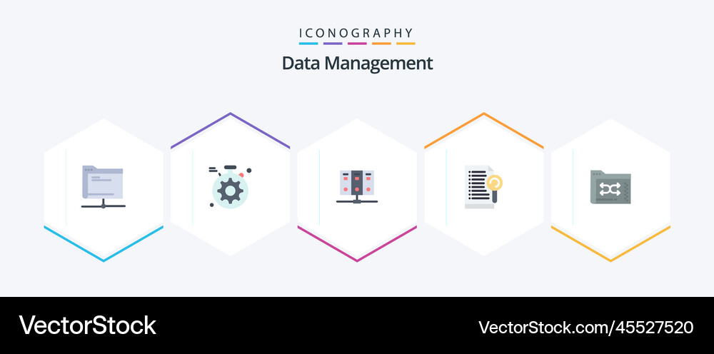 Data management 25 flat icon pack including Vector Image