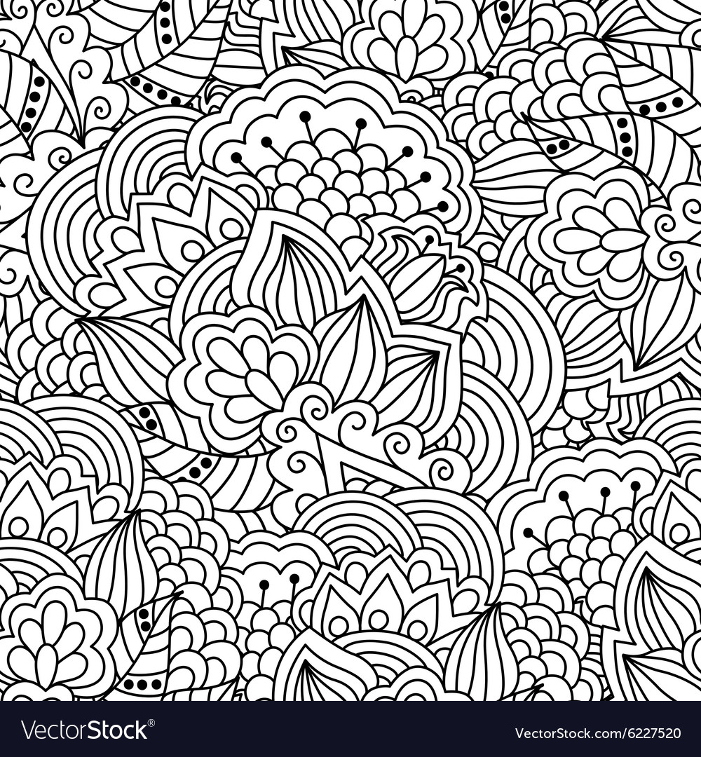 Floral Seamless Black & White Background