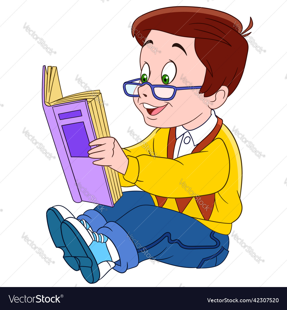 Happy cartoon reader Royalty Free Vector Image