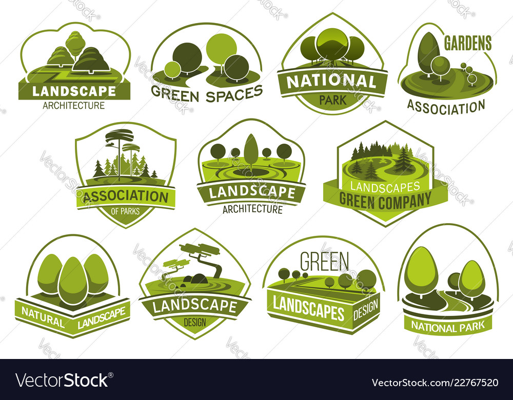 Landscape Park And Garden Design Icons Royalty Free Vector