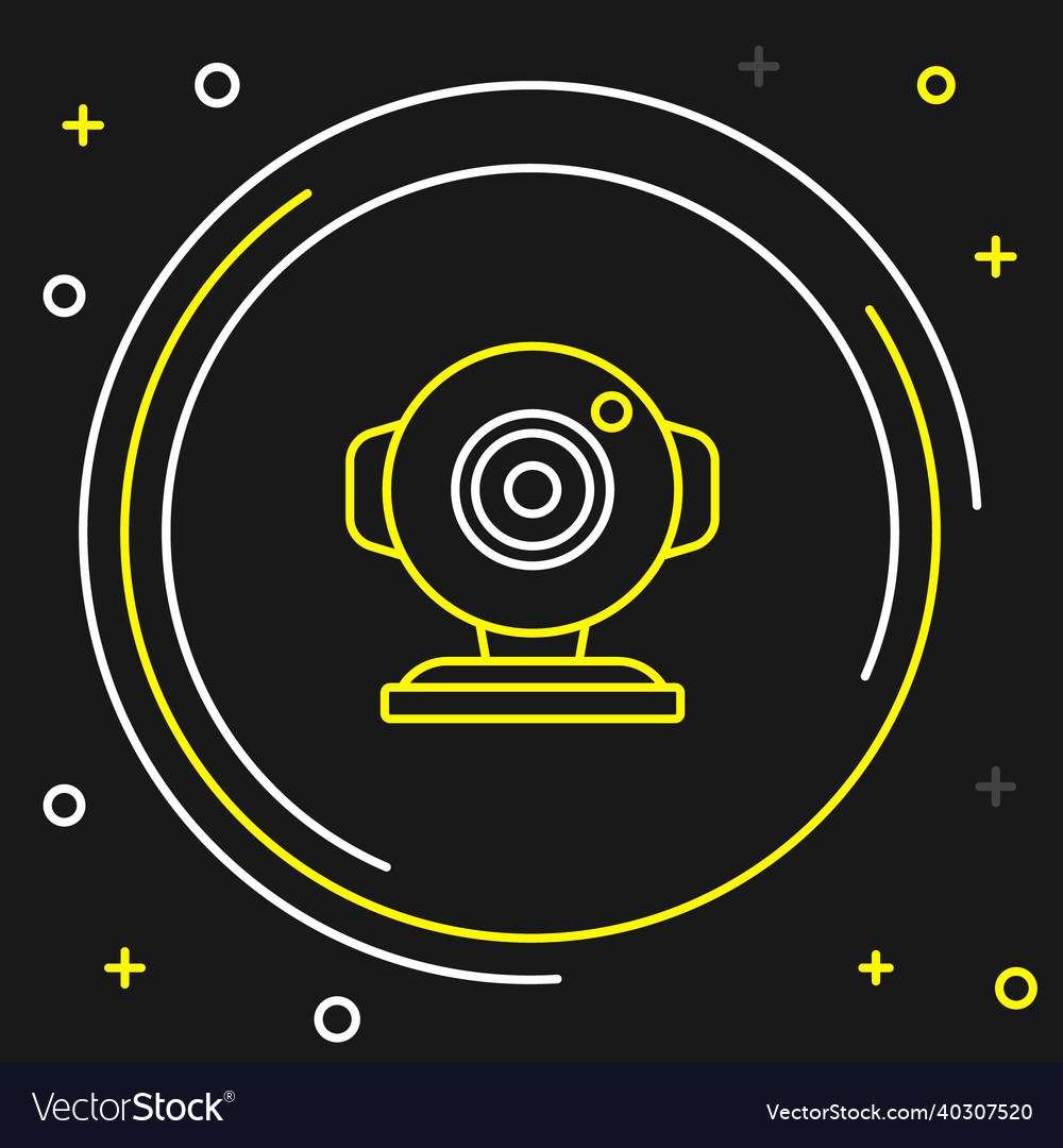 Line web camera icon isolated on black background vector image Line web camera icon isolated on black background