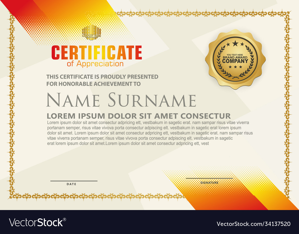 Modern certificate template with diagonal