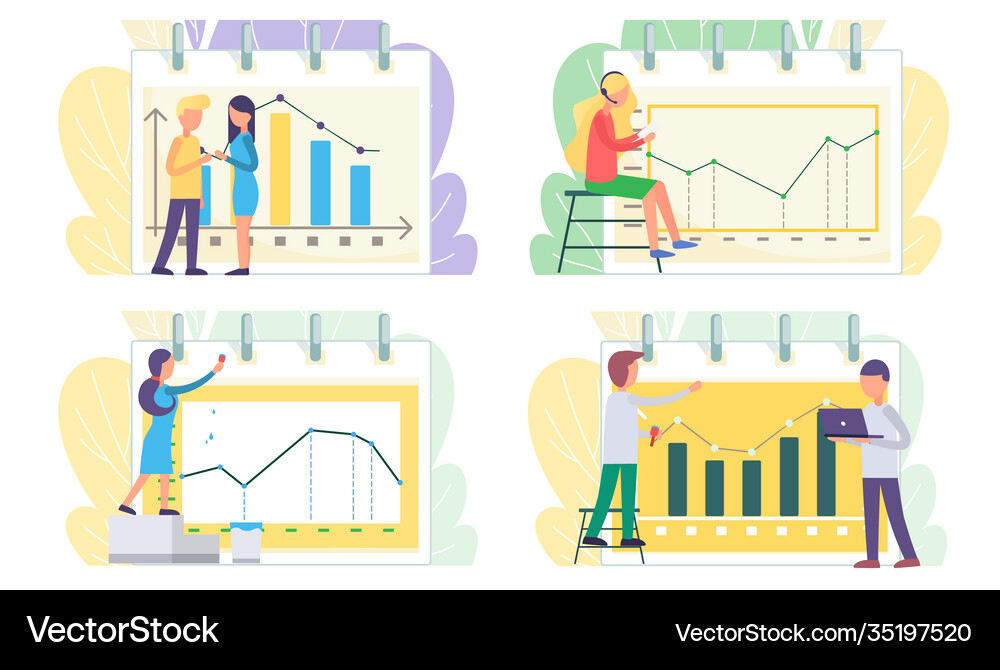 People analyze statistics project management Vector Image