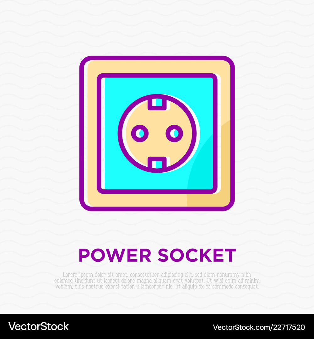 Power socket thin line icon Royalty Free Vector Image