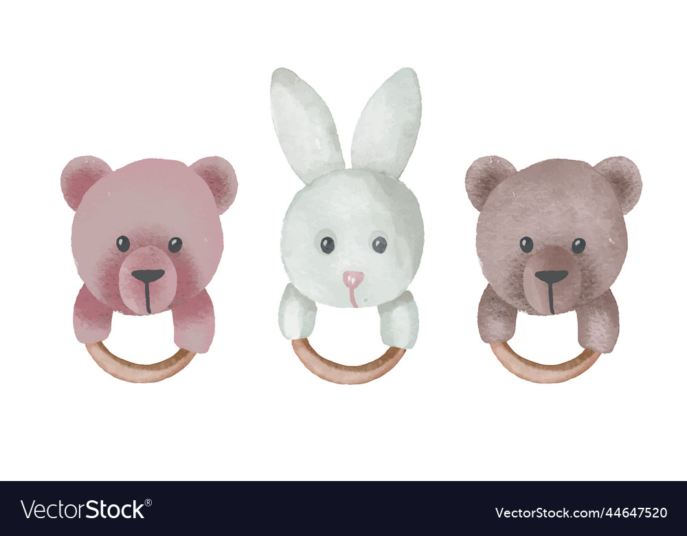 Rattle toy for newborns plush hare and bear