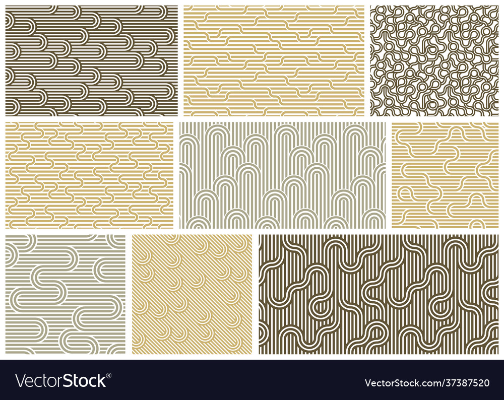Seamless patterns with twisted lines linear vector image Seamless patterns with twisted lines linear