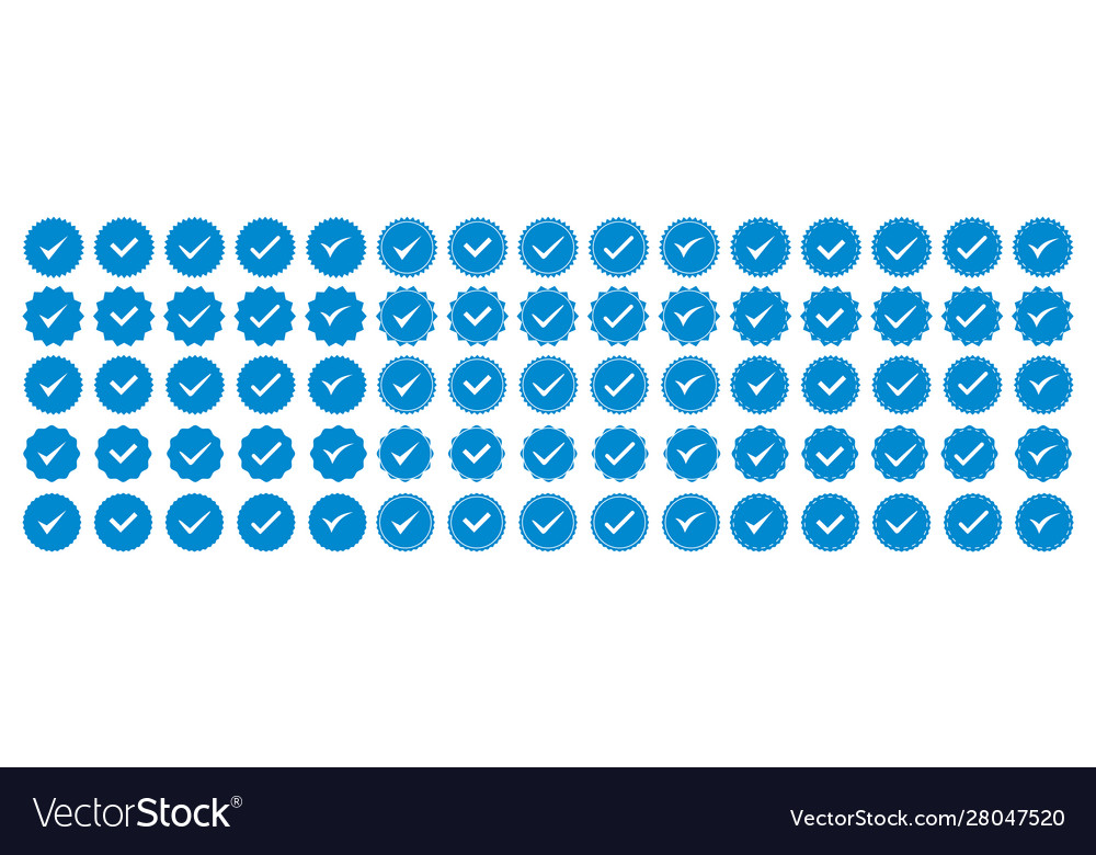 Set blue check mark badge icons profile