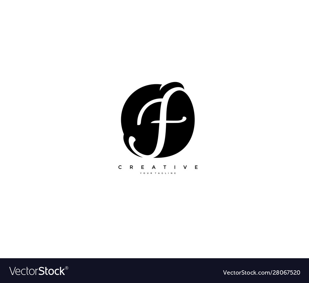 Text initial f monogram rounded shape black color