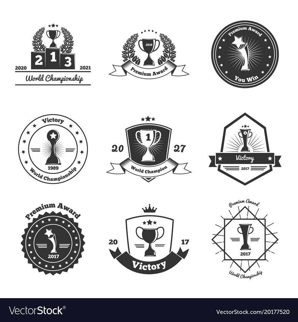 Trophy awards emblems set Royalty Free Vector Image
