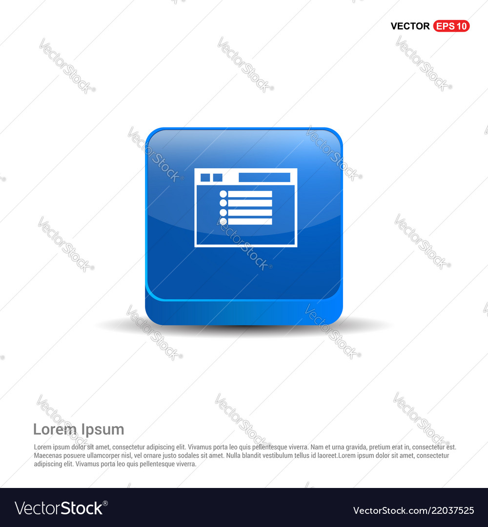 App window interface icon - 3d blue button