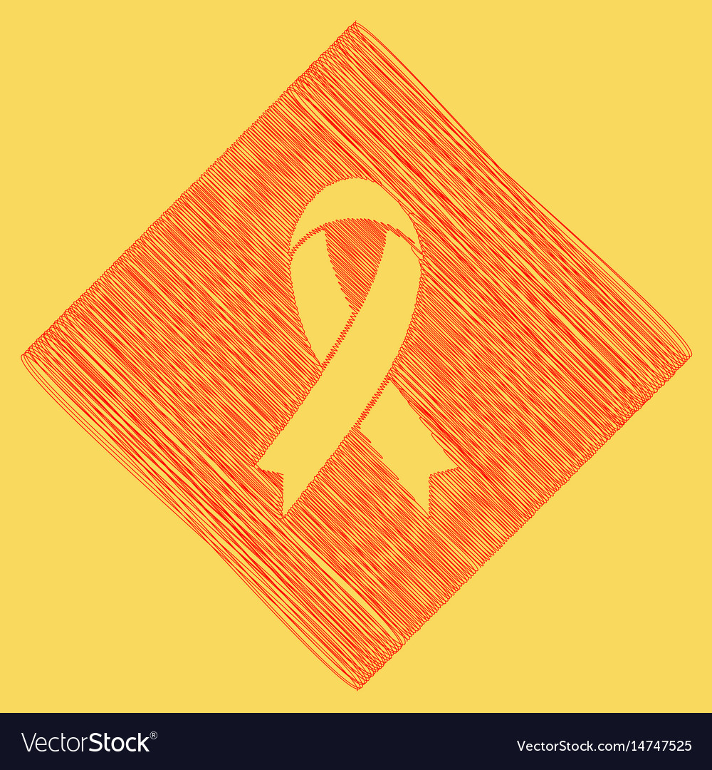 Black Awareness Ribbon Sign Red Scribble Vector Image 4275