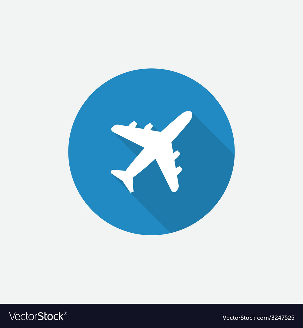 Blue Airplane Icon with Shadow