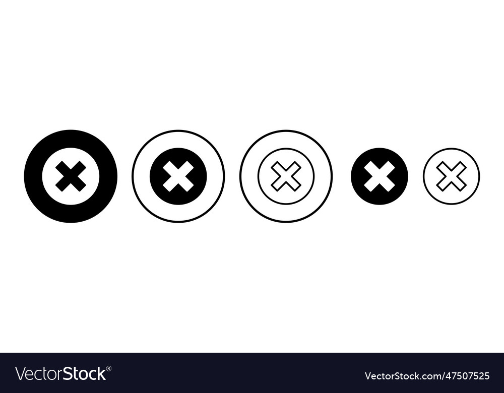 Close icon delete remove cancel exit symbol vector image Close icon delete remove cancel exit symbol