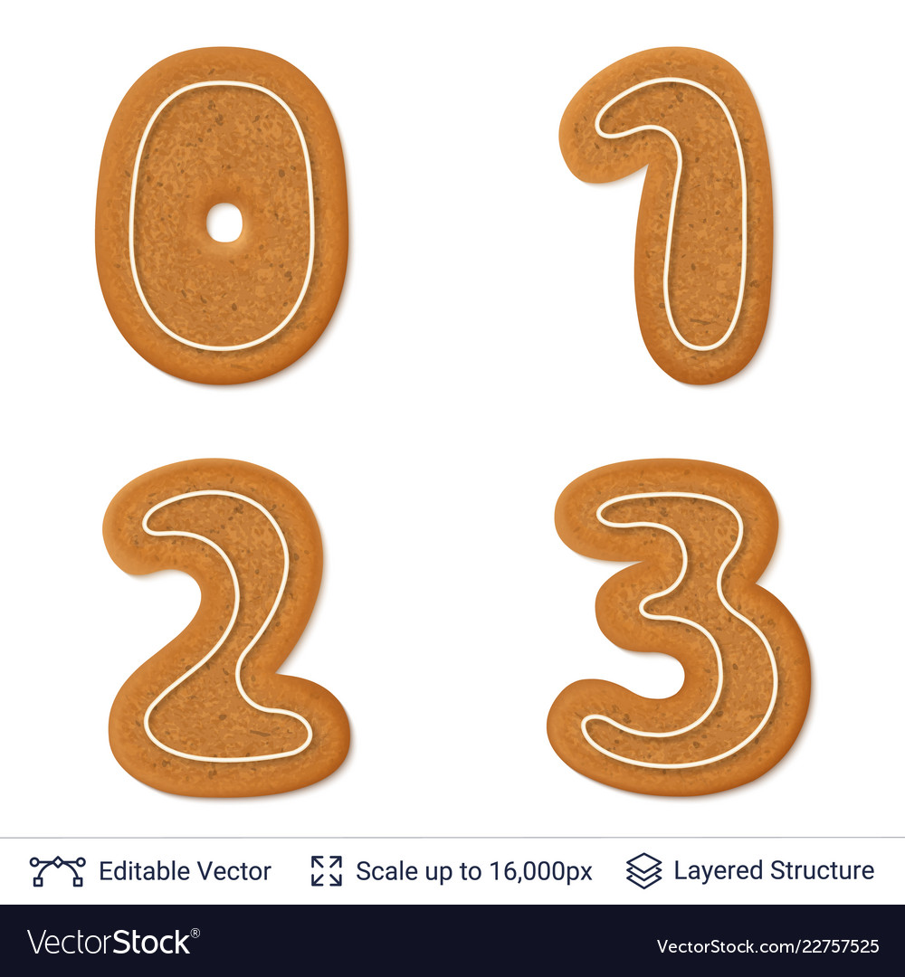 Gingerbread numbers isolated on white