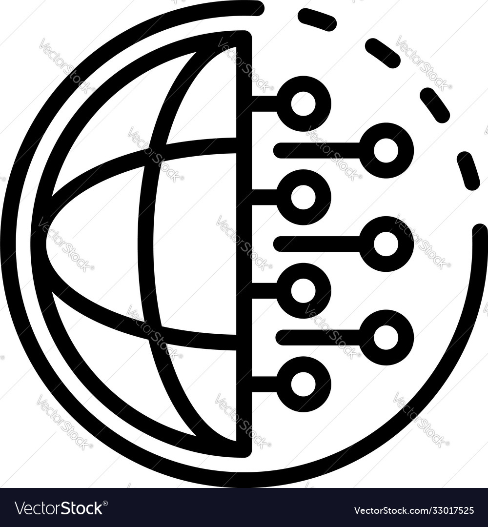 Global technology icon outline style Royalty Free Vector