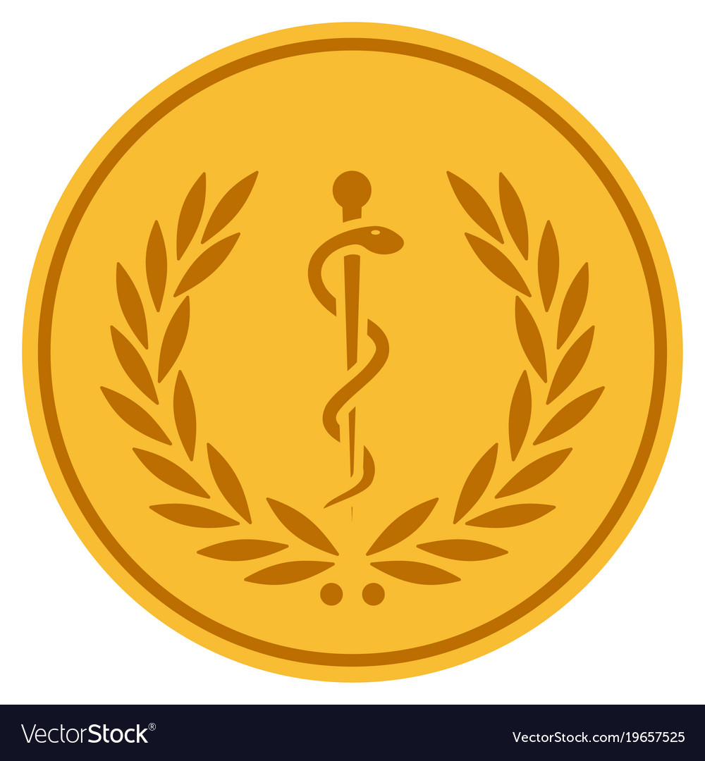 Health care gold coin Royalty Free Vector Image