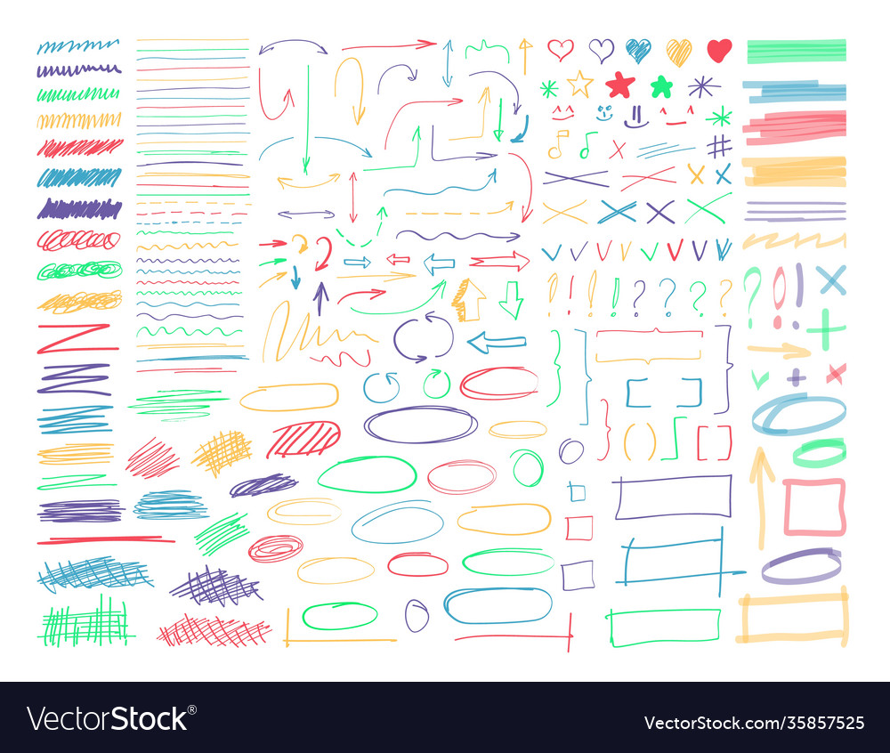 Highlighter marker line arrow and border isolated