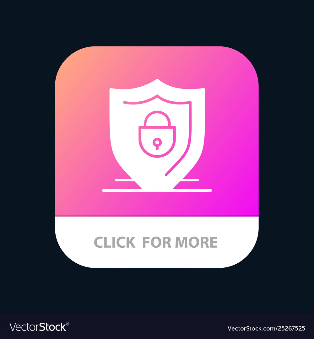 Internet shield lock security mobile app button vector image Internet shield lock security mobile app button