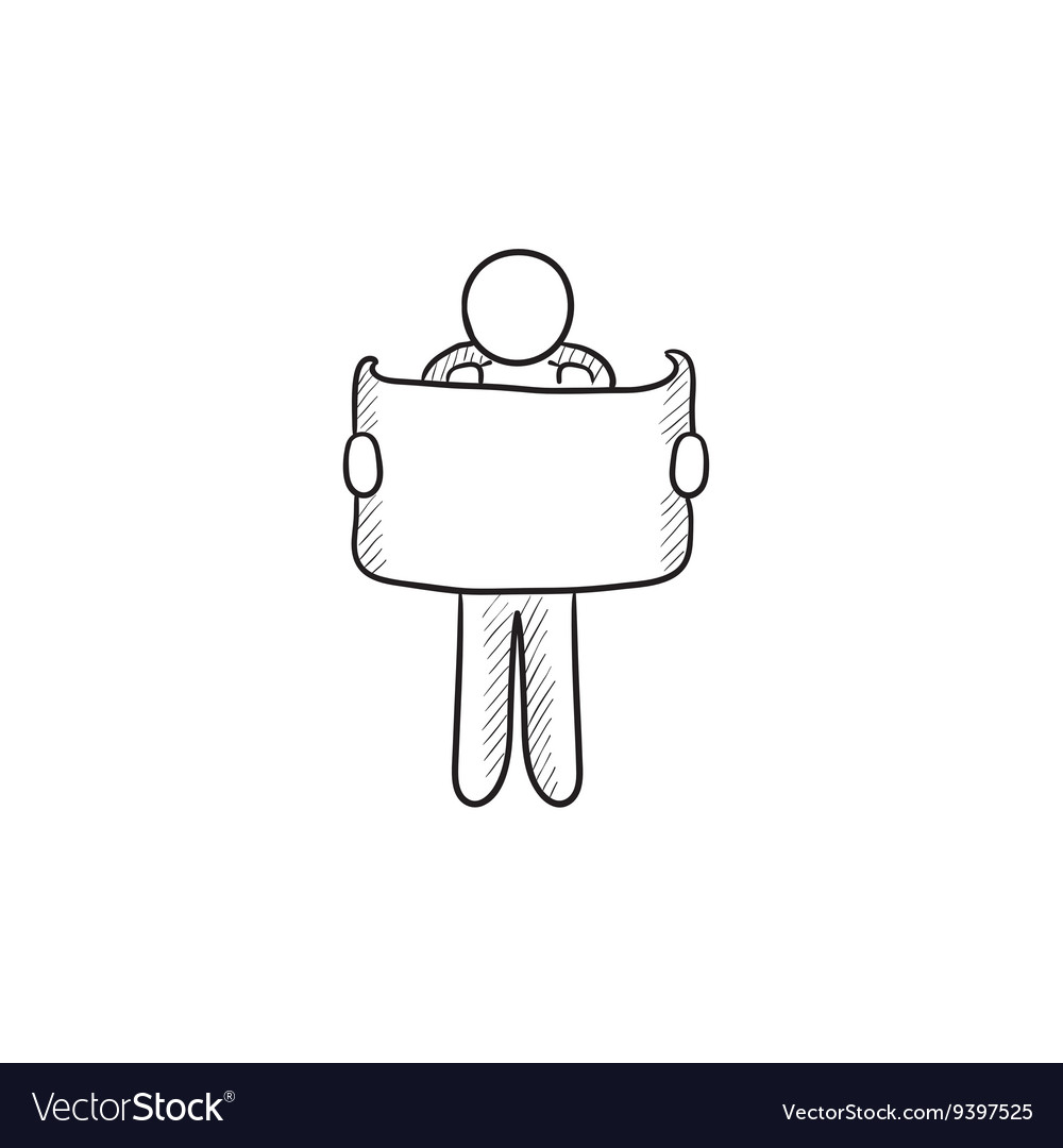 Man looking at map sketch icon