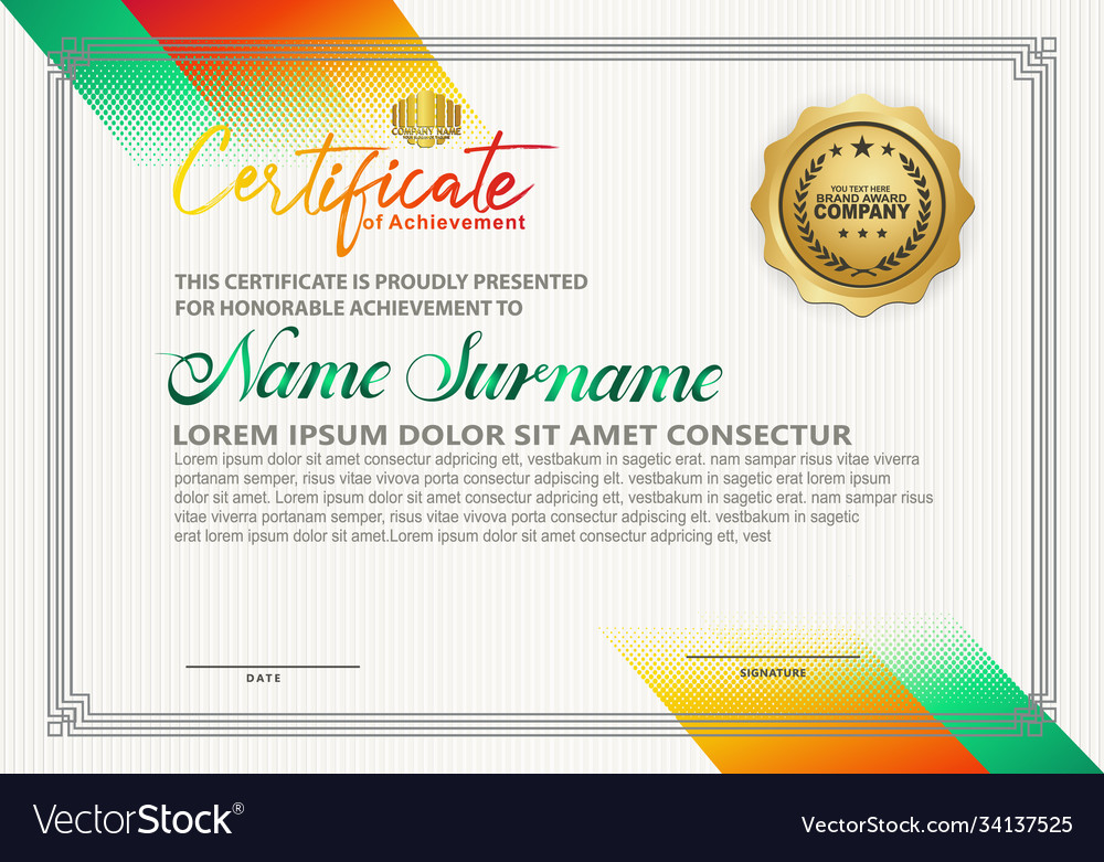 Modern certificate template with diagonal