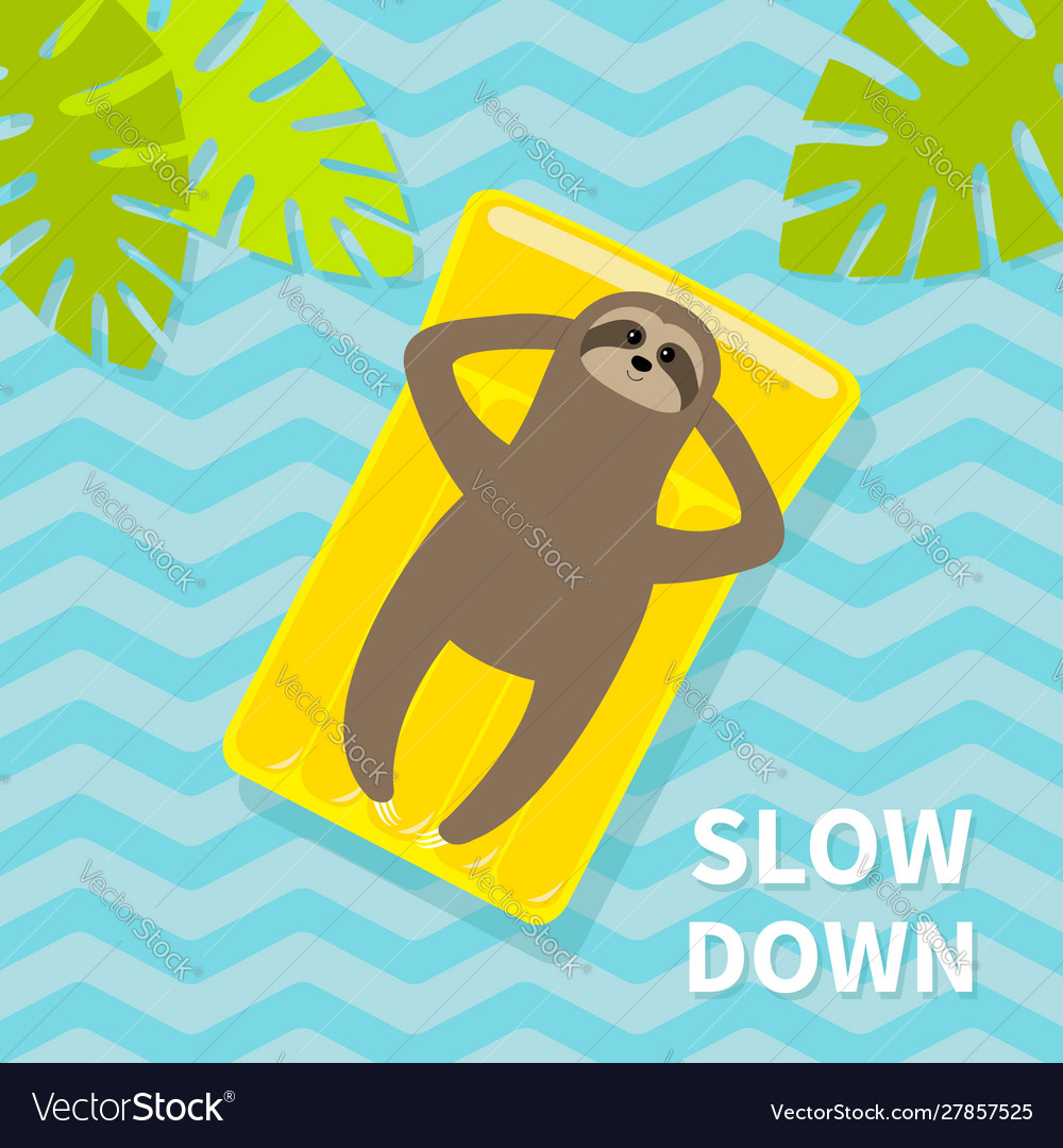 Relaxing Sloth on Yellow Pool