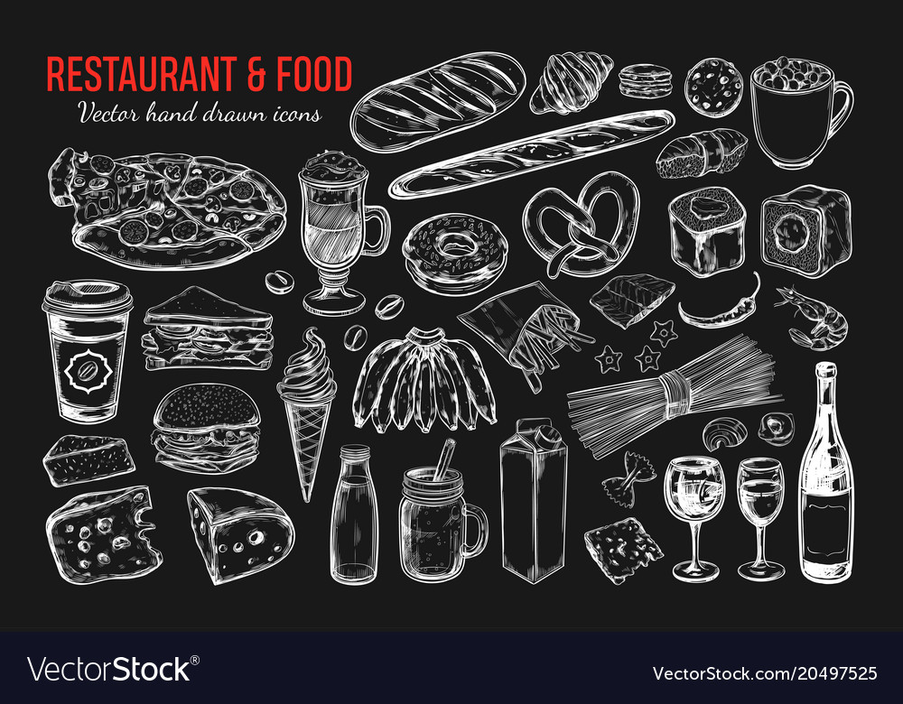 Restaurant and food big set