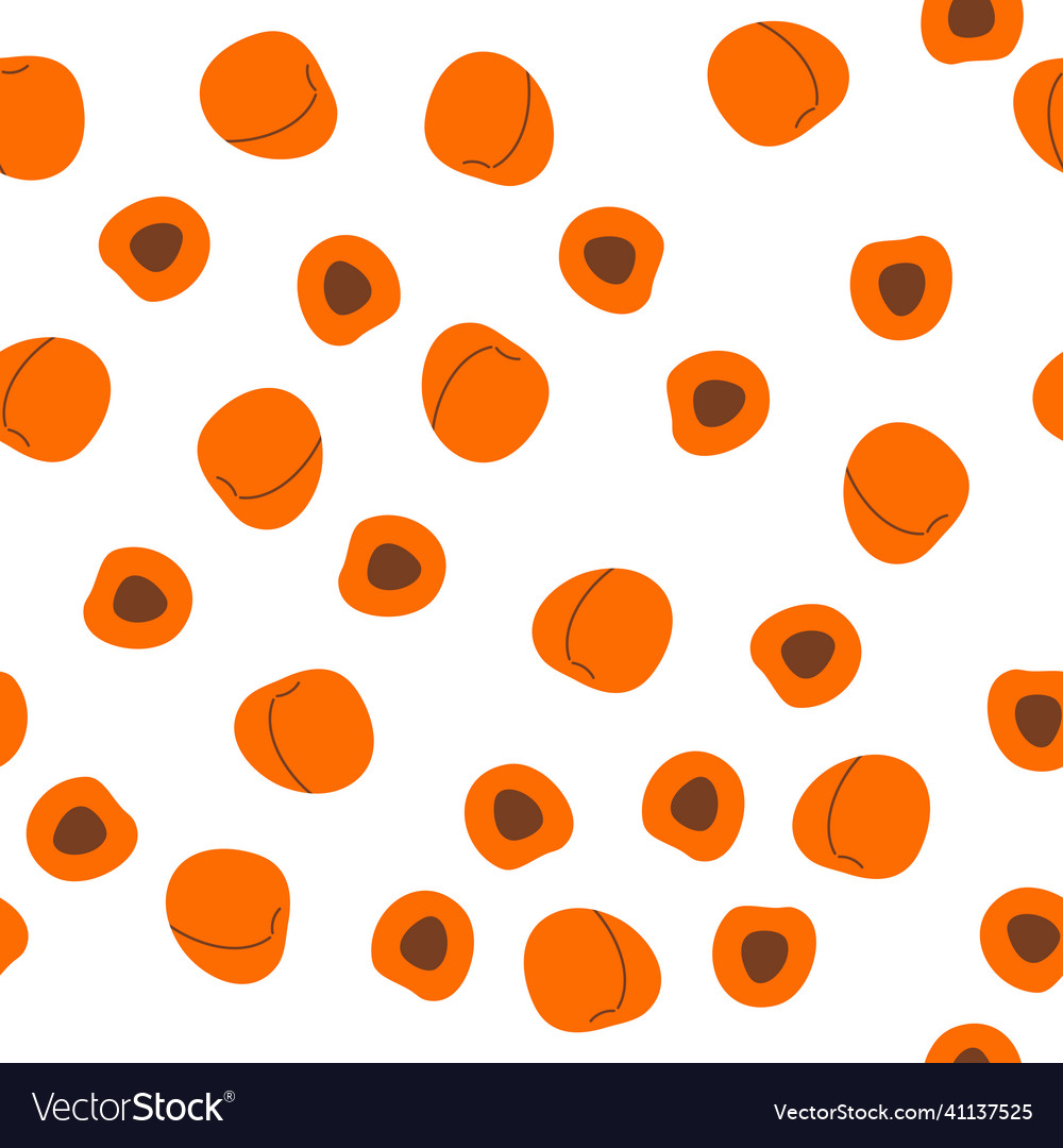 Seamless pattern with whole and sliced apricot vector image Seamless pattern with whole and sliced apricot