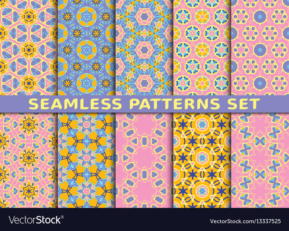 Set of ten colorful seamless patterns Vector Image Set of ten colorful seamless patterns