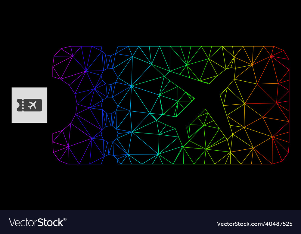 Spectrum gradient polygonal net air ticket icon