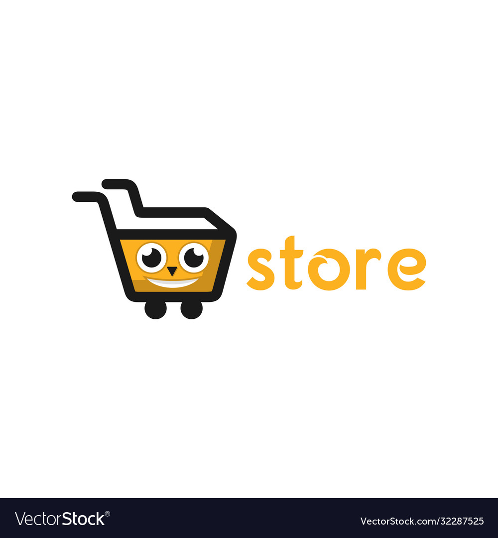 Trolley cart character logo Royalty Free Vector Image