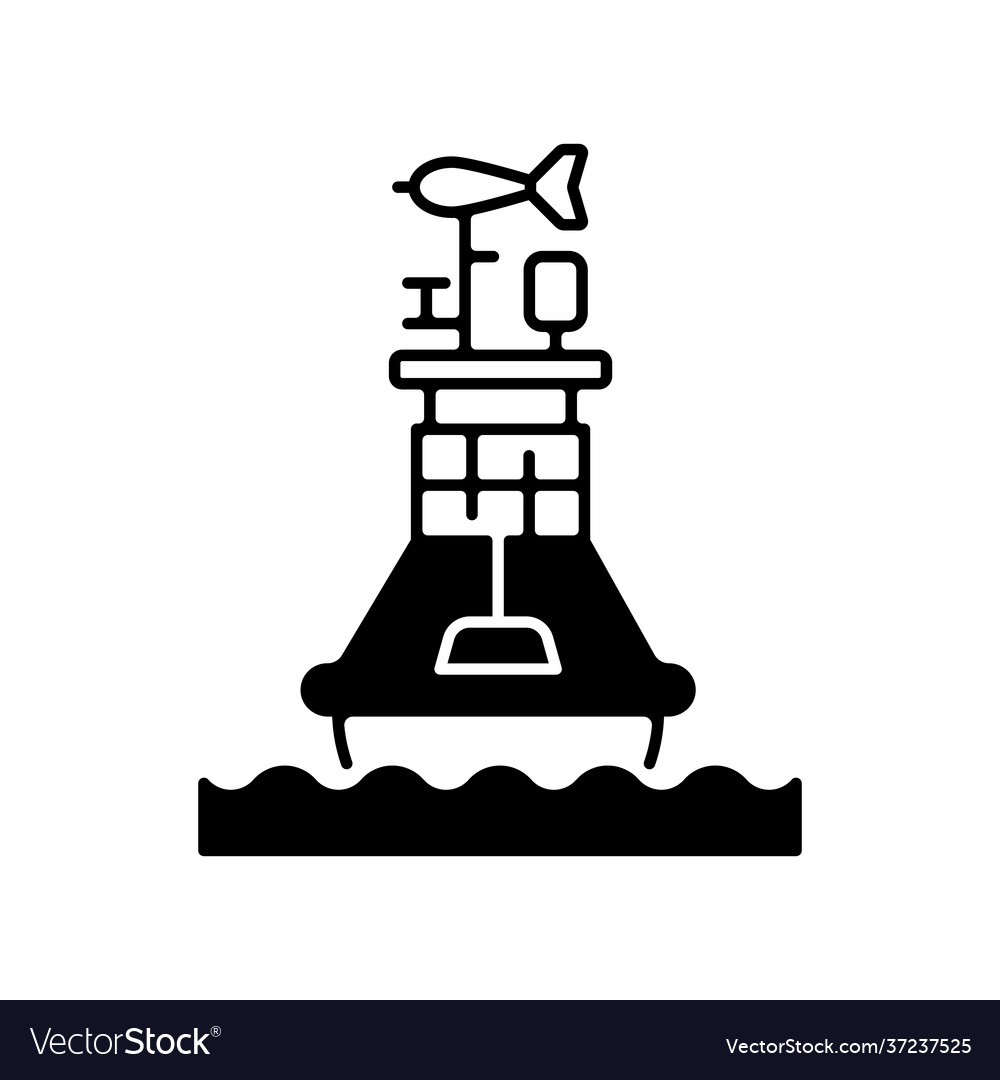 Wetter Boje schwarz linear Ikone vector image Wetter Boje schwarz linear Ikone
