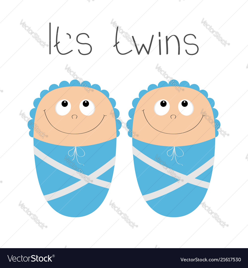 Baby Shower Card Its Twins Boy Cute Cartoon Vector Image