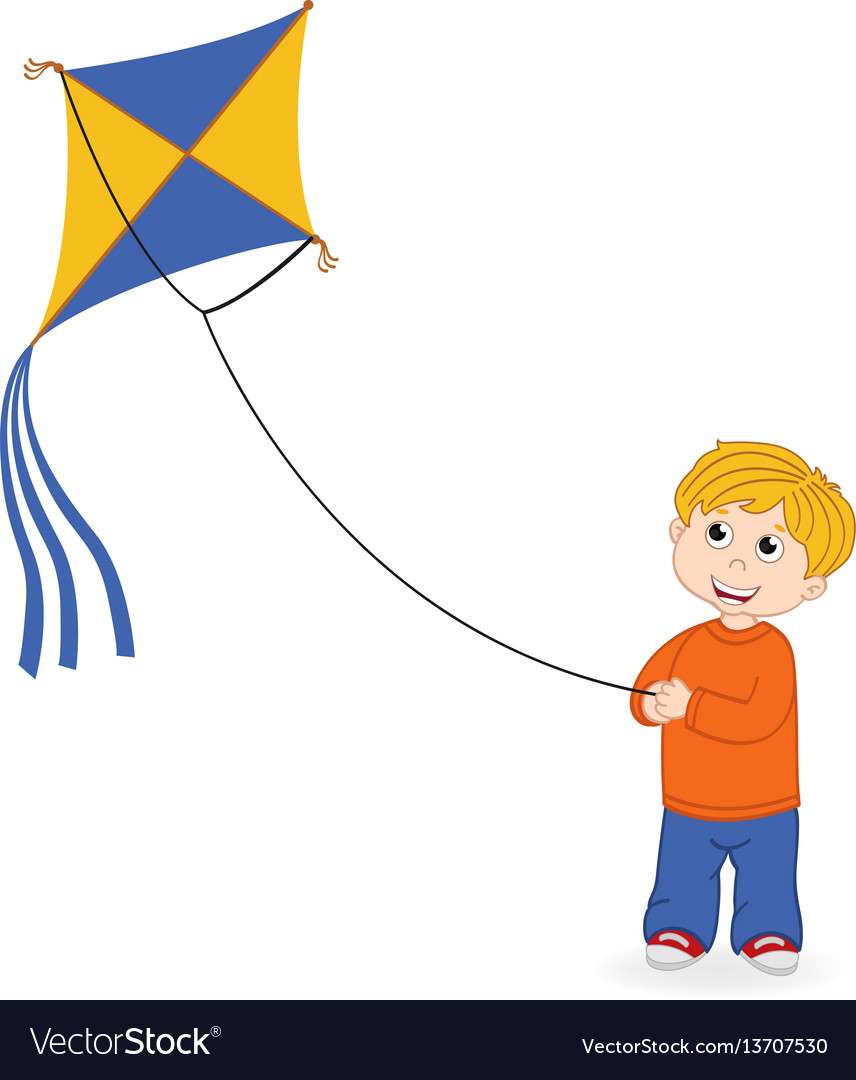 Boy launching kite Royalty Free Vector Image - VectorStock