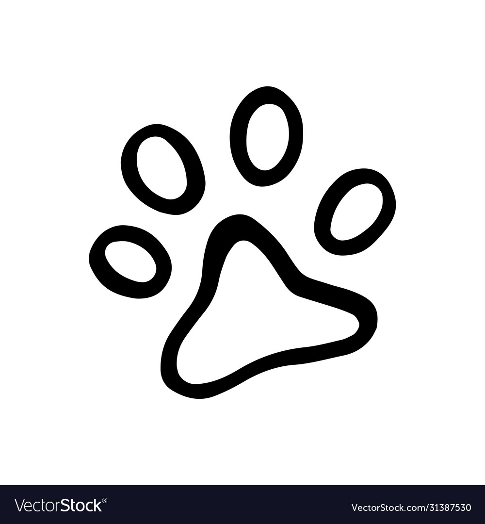 Cat paw hand-drawn in doodle