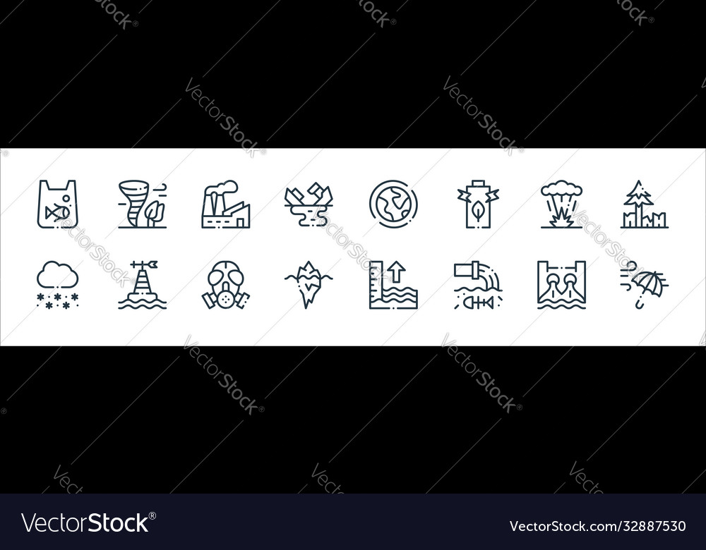 Climate change line icons linear set quality