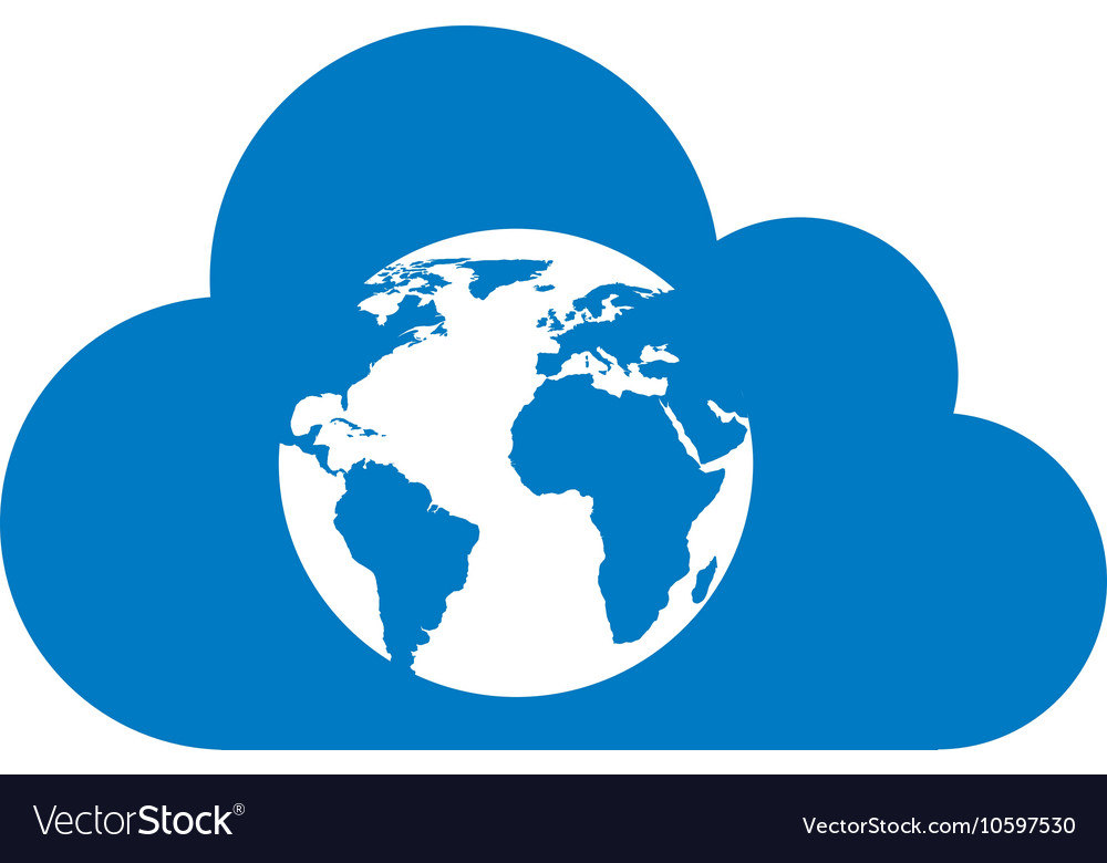 Cloud computing with world icon