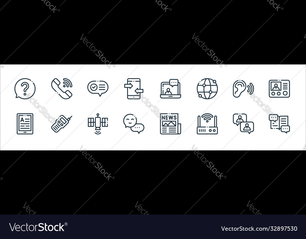 Communication line icons linear set quality vector image Communication line icons linear set quality
