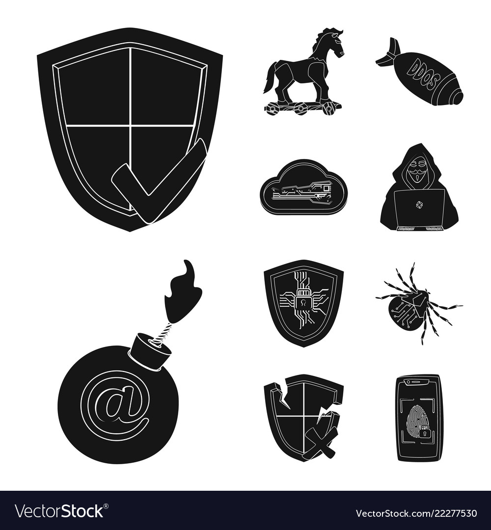 Design of virus and secure logo set vector image Design of virus and secure logo set