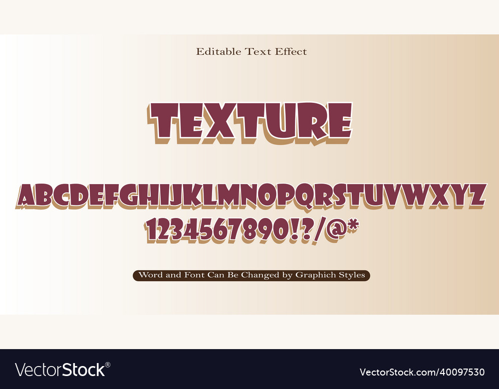 Editable 3d texture with full set alphabet text