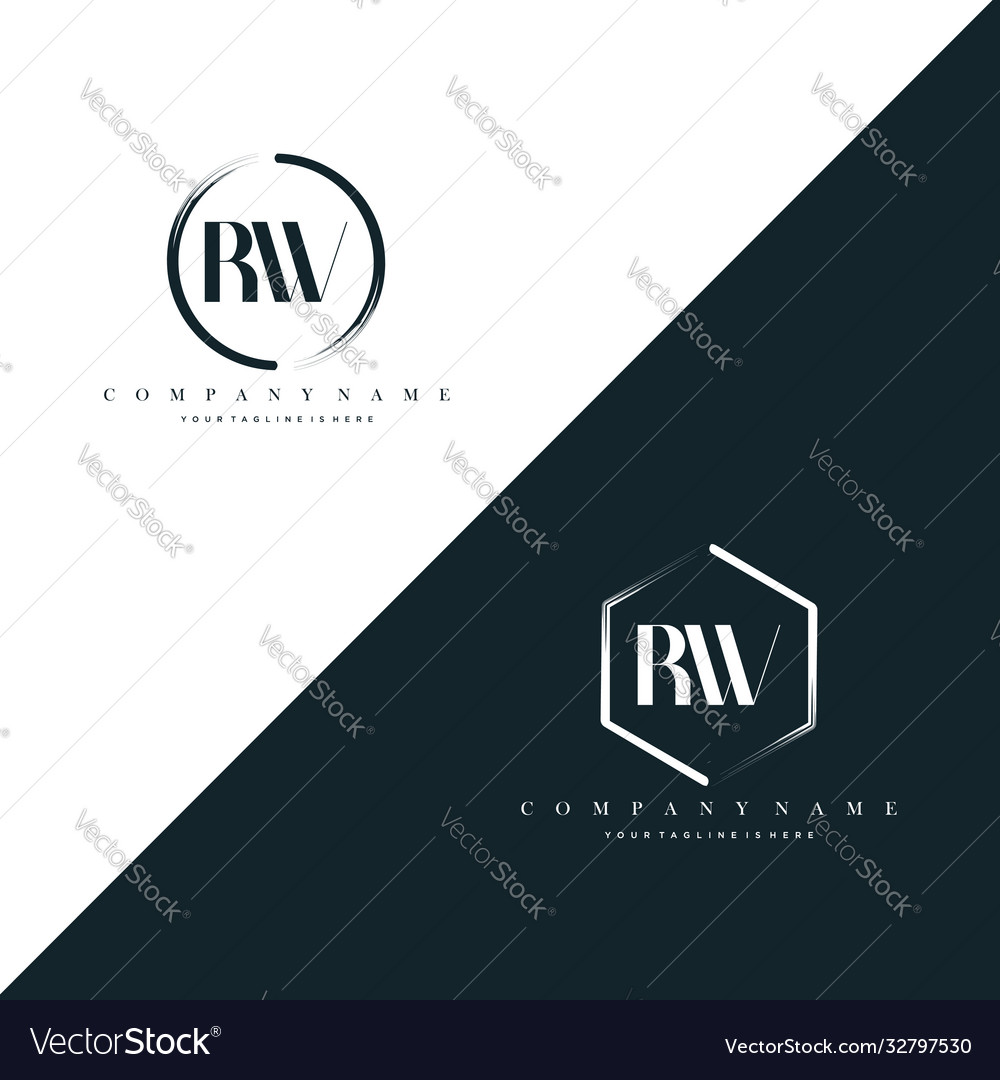 Elegant Initial R & W Logo - Circle & Hexagon