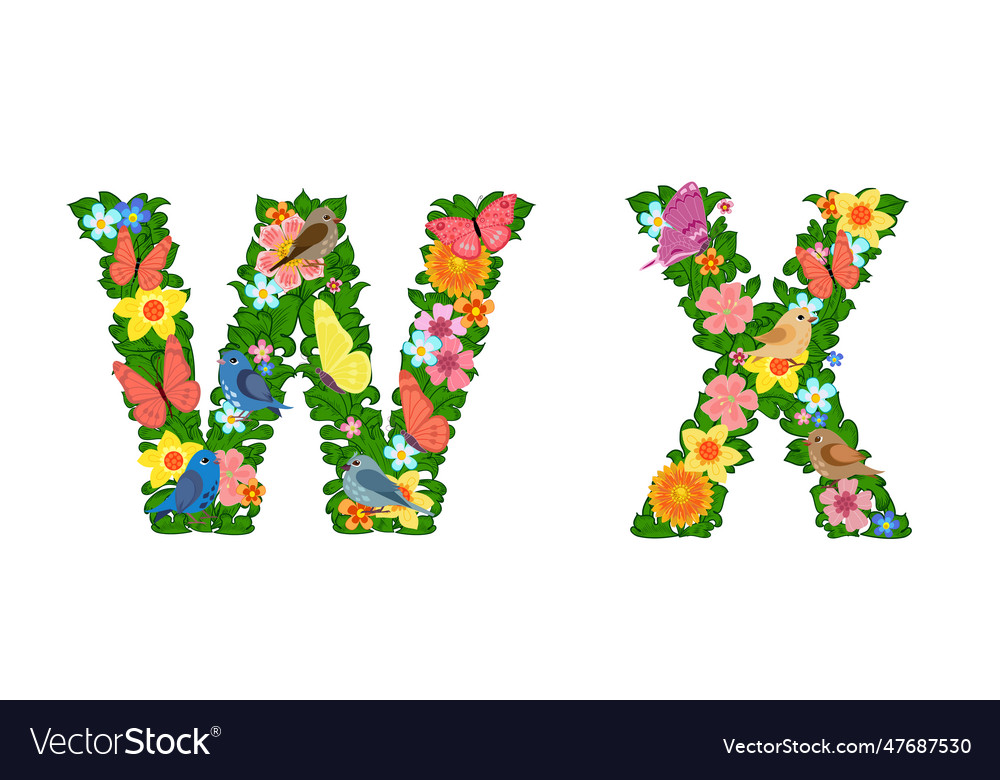 Fancy collection of colorful letters w x Vector Image