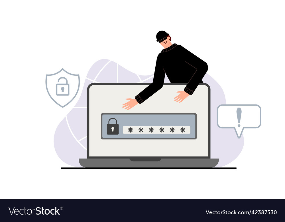 Hacker attack fraud with user data on social vector image Hacker attack fraud with user data on social
