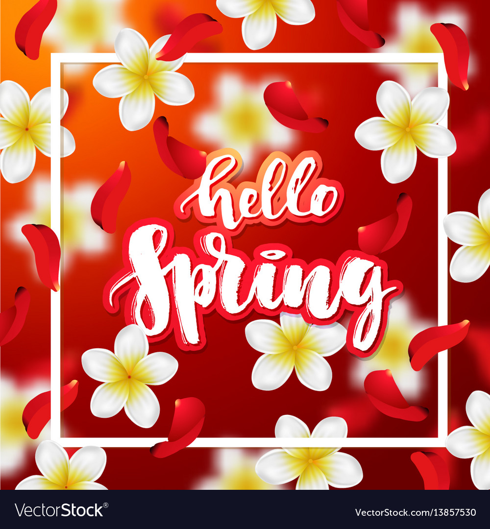 Hand drawn calligraphy hello spring